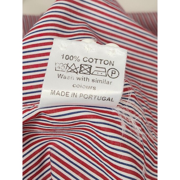 Barbour Skelton Shirt Men's L Long Sleeve Red Striped Button Down Regular Fit - Picture 8 of 8